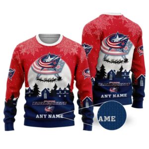 NHL Columbus Blue Jackets Personalized Name Ugly Christmas Sweater