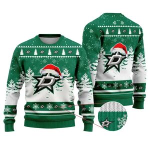 NHL Dallas Stars Santa Hat Ugly Christmas Sweater