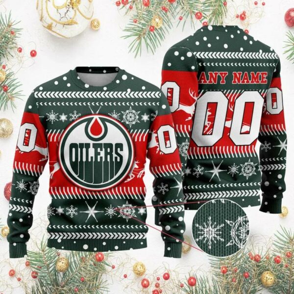 NHL Edmonton Oilers Personalized Name & Number Ugly Christmas Sweater