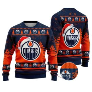 NHL Edmonton Oilers Personalized Santa Hat Ugly Christmas Sweater