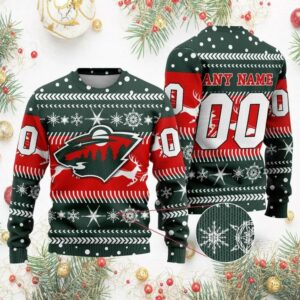 NHL Minnesota Wild Personalized Name & Number Ugly Christmas Sweater