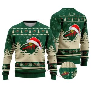 NHL Minnesota Wild Santa Hat Ugly Christmas Sweater