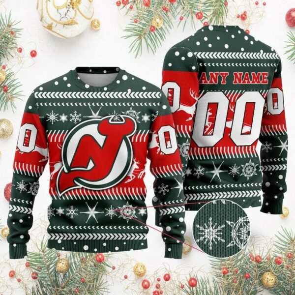 NHL New Jersey Devils Personalized Name & Number Ugly Christmas Sweater