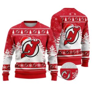 NHL New Jersey Devils Santa Hat Ugly Christmas Sweater