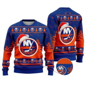 NHL New York Islanders Santa Hat Ugly Christmas Sweater