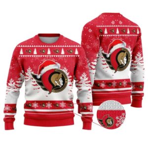 NHL Ottawa Senators Santa Hat Ugly Christmas Sweater