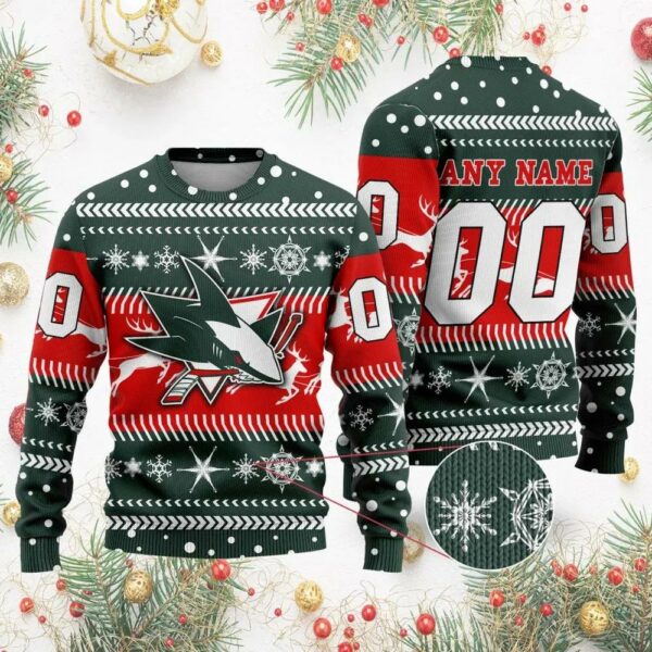 NHL San Jose Sharks Personalized Name & Number Ugly Christmas Sweater