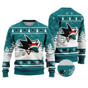 NHL San Jose Sharks Santa Hat Ugly Christmas Sweater