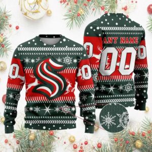 NHL Seattle Kraken Personalized Name & Number Ugly Christmas Sweater