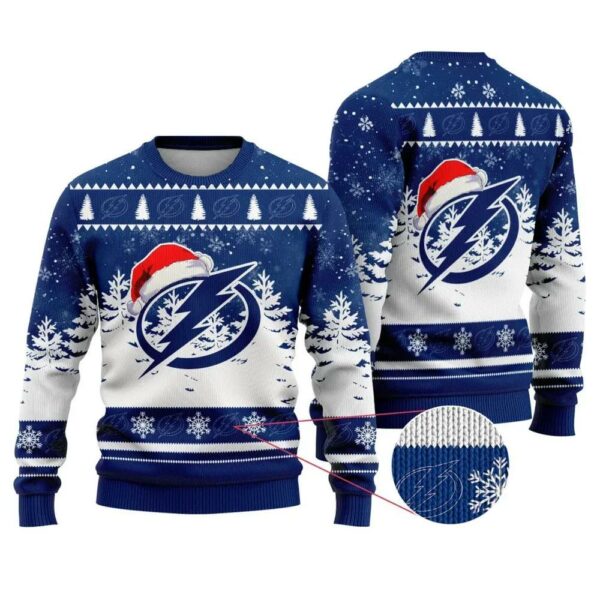 NHL Tampa Bay Lightning Santa Hat Ugly Christmas Sweater