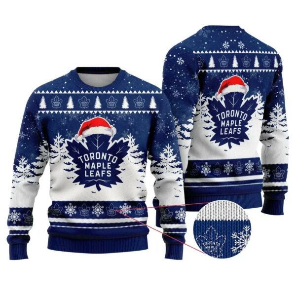 NHL Toronto Maple Leafs Santa Hat Ugly Christmas Sweater