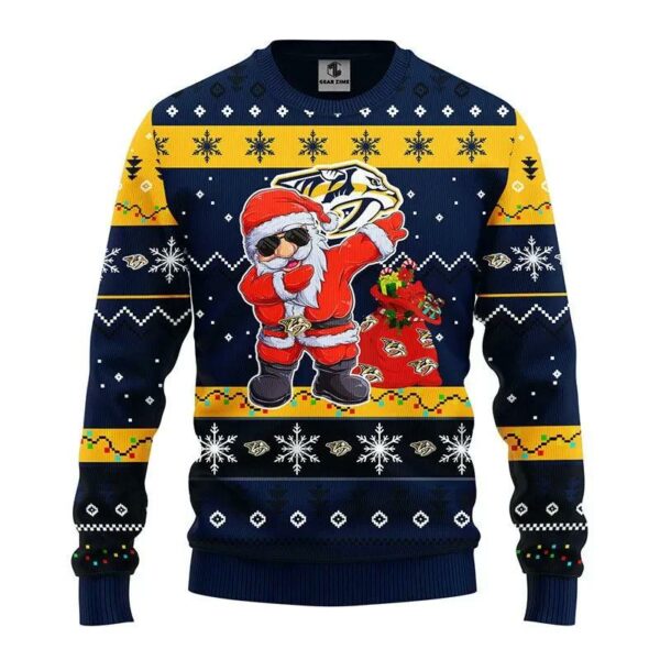 Nashville Predators Dabbing Santa Claus Ugly Christmas Sweater