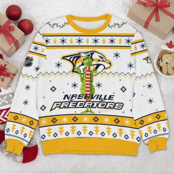 Nashville Predators NHL Grinch Ugly Christmas Sweater