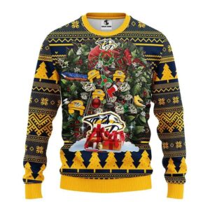 Nashville Predators Tree Christmas Ugly Sweater