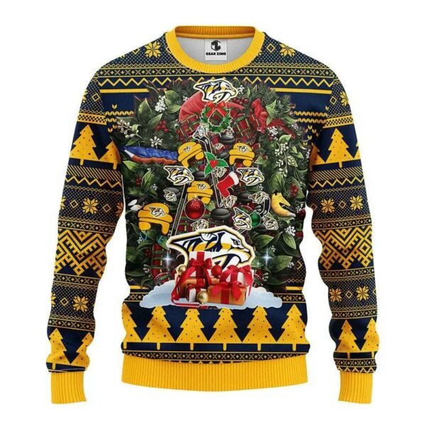 Nashville Predators Tree Christmas Ugly Sweater