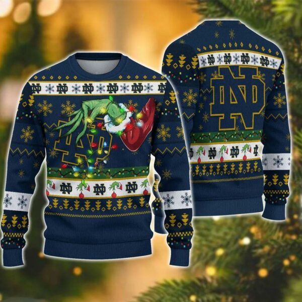 Ncaa Notre Dame Fighting Irish Grinch Ugly Christmas Sweater