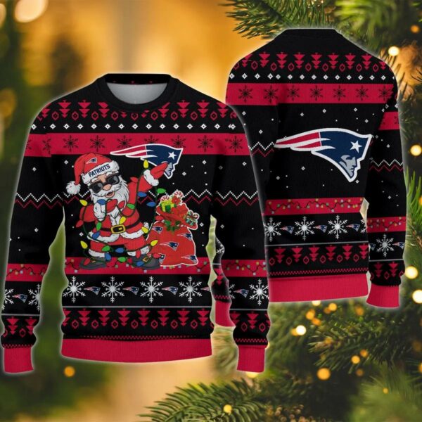 New England Patriots Santa Claus Dabbing Ugly Christmas Sweater