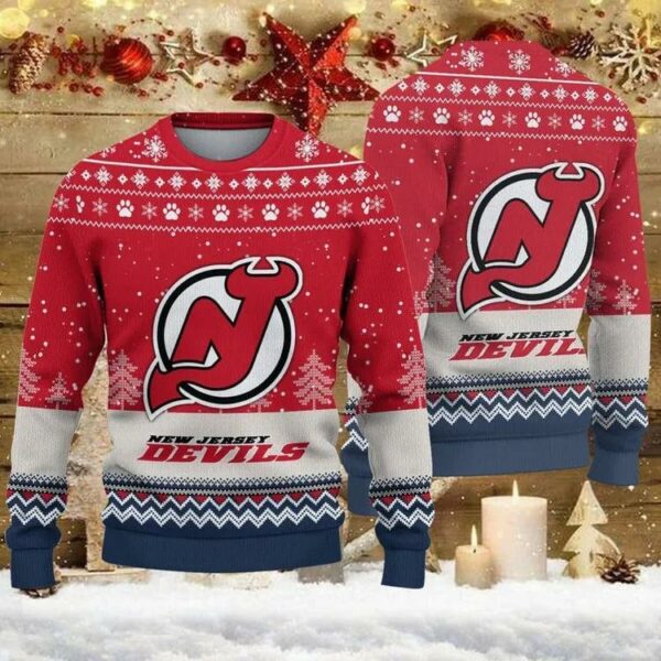 New Jersey Devils Big Logo Ugly Christmas Sweater