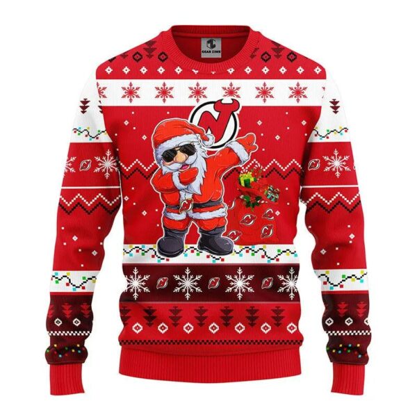 New Jersey Devils Dabbing Santa Claus Ugly Christmas Sweater