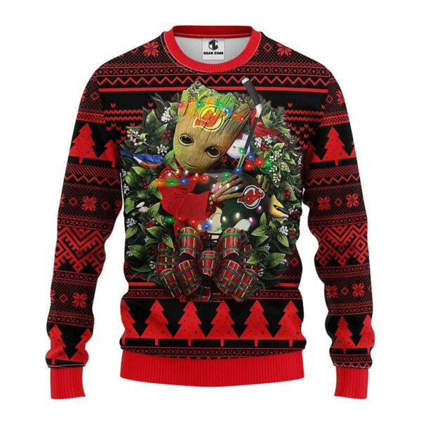 New Jersey Devils Groot Hug Ugly Christmas Sweater