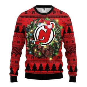 New Jersey Devils Santa Hat Ugly Christmas Sweater