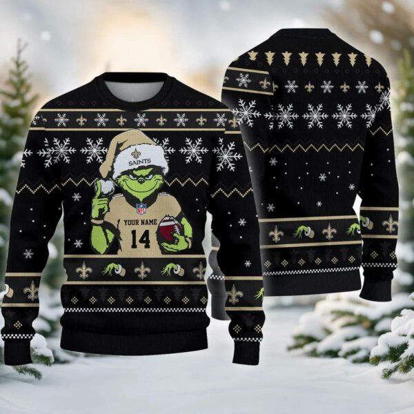 New Orleans Saints Grinch Custom Chrismas Ugly Sweater