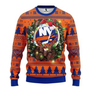 New York Islanders Santa Hat Ugly Christmas Sweater