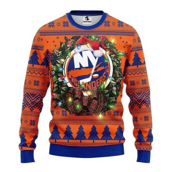 New York Islanders Santa Hat Ugly Christmas Sweater