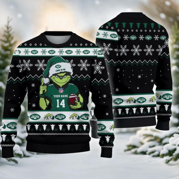 New York Jets Grinch Custom Chrismas Ugly Sweater