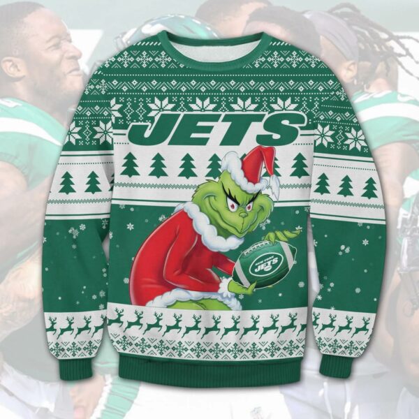 New York Jets Grinch Stolen Christmas Ugly Sweater