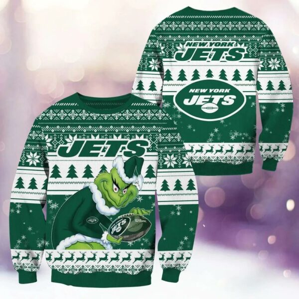 New York Jets Grinch Stolen Ugly Christmas Sweater