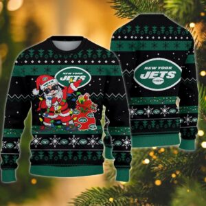 New York Jets Santa Claus Dabbing Ugly Christmas Sweater