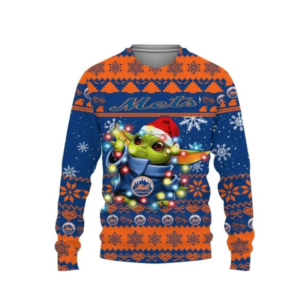 New York Mets Baby Yoda Star Wars Ugly Christmas Sweater