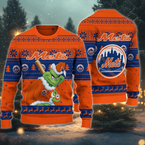 New York Mets Grinch Stolen Ugly Christmas Sweater