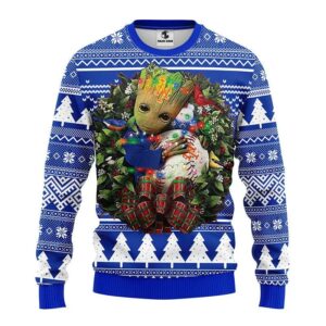 New York Mets Groot Hug Ugly Christmas Sweater