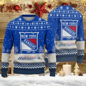 New York Rangers Big Logo Ugly Christmas Sweater