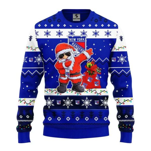 New York Rangers Dabbing Santa Claus Ugly Christmas Sweater