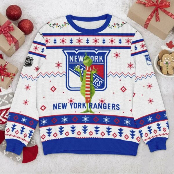 New York Rangers NHL Grinch Ugly Christmas Sweater