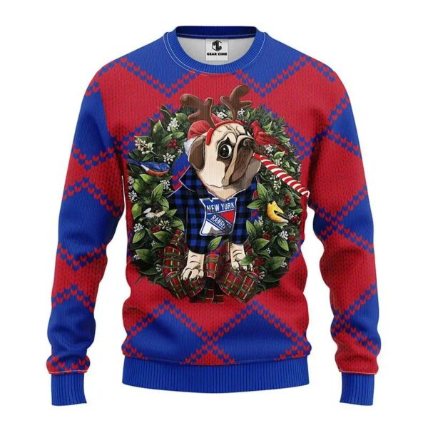 New York Rangers Pub Dog Ugly Christmas Sweater