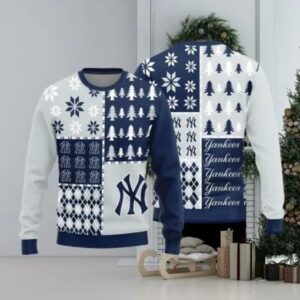 New York Yankees Teams Pine Trees Pattern Knitted Ugly Christmas Sweater