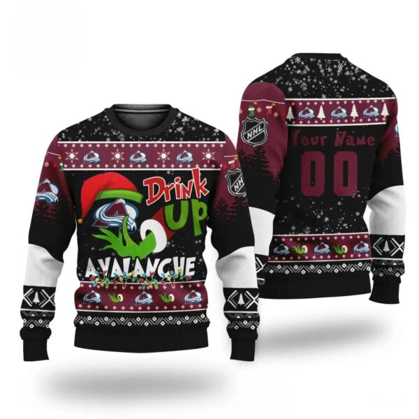 Nhl Grinch Drink Up Colorado Avalanche Custom Ugly Christmas Sweater