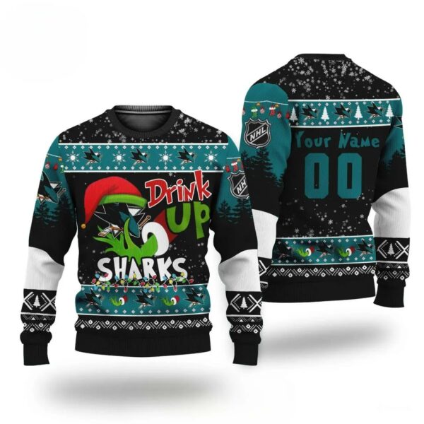 Nhl Grinch Drink Up San Jose Sharks Custom Ugly Christmas Sweater