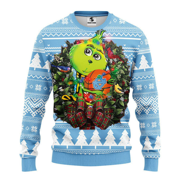 North Carolina Tar Heels Grinch Hug Ugly Christmas Sweater 1.jpeg