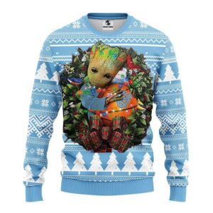 North Carolina Tar Heels Groot Hug Ugly Christmas Sweater