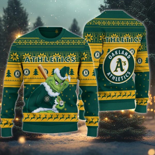 Oakland Athletics Grinch Stolen Ugly Christmas Sweater