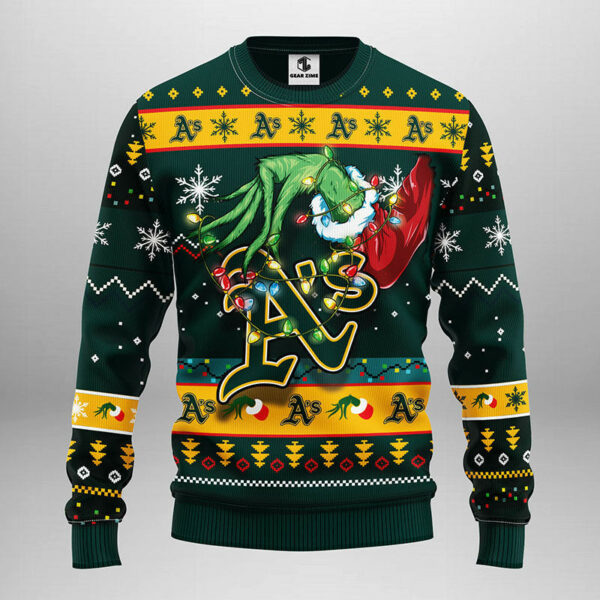 Oakland Athletics Grinch Ugly Christmas Sweater 1.jpeg