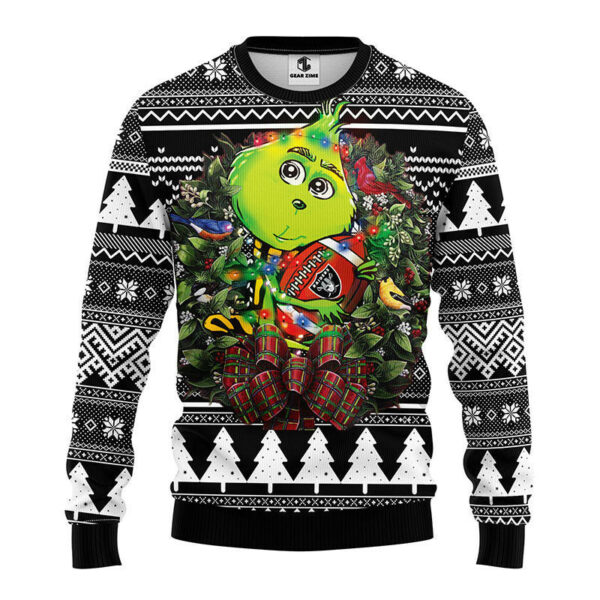 Oakland Raiders Grinch Hug Ugly Christmas Sweater 1.jpeg