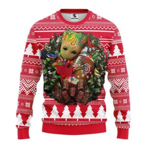 Ohio State Buckeyes Groot Hug Ugly Christmas Sweater