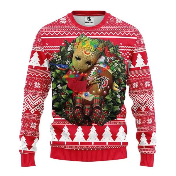 Ohio State Buckeyes Groot Hug Ugly Christmas Sweater