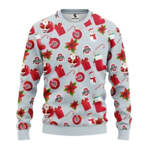 Ohio State Buckeyes Santa Claus Snowman Ugly Christmas Sweater